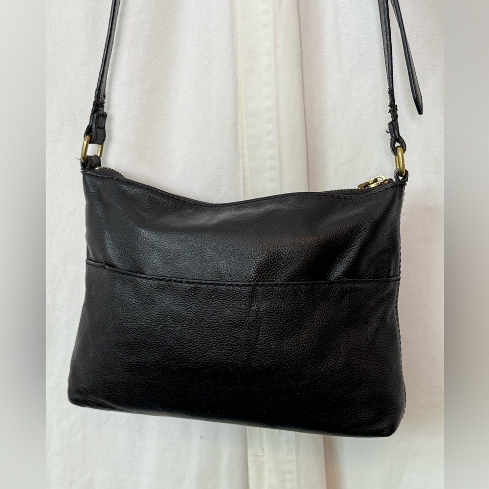 Fossil Vintage Black Pebbled Leather Crossbody GUC - Picture 5 of 11